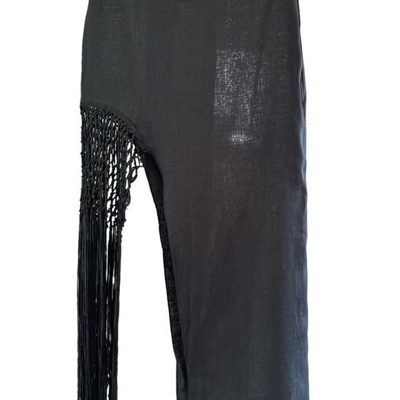 ZARA MAXI SKIRT WITH FRINGES  LININ AND ZARA PURPLE CROP TOP - Picture 7 of 10